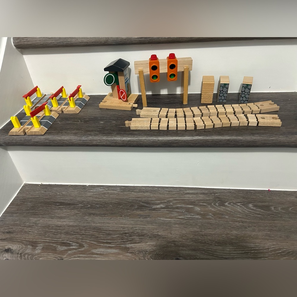 Wooden wacky Train Track Set with Traffic Lights